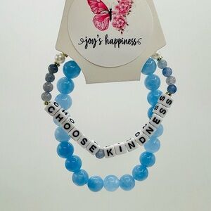 Choose Kindness Aqua Blue Beaded Bracelets